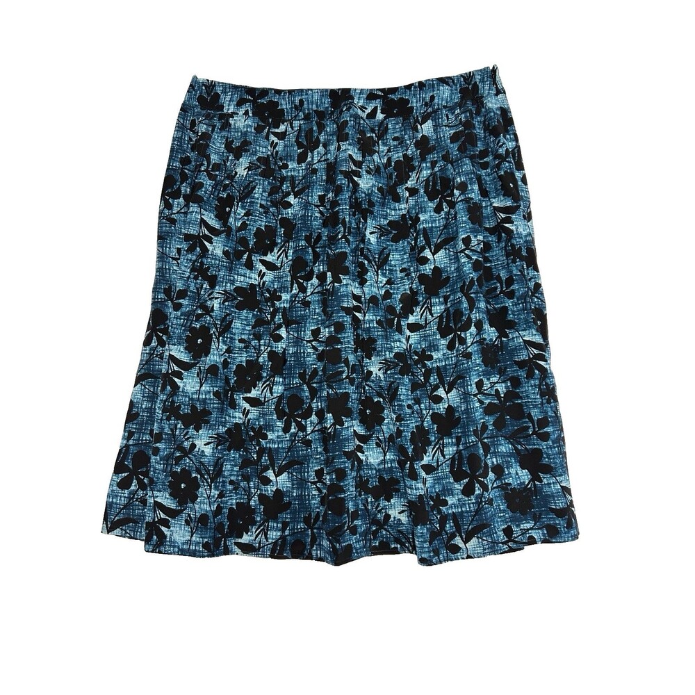 Pendleton 100% Silk Women's 16 Skirt Blue Floral Print Pleated Whimsigoth